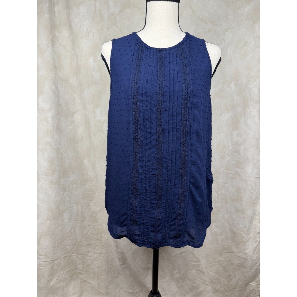 Minimalist Navy Pintuck Gap Tank Women's S